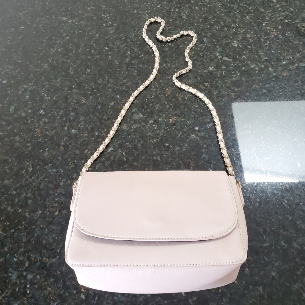 Blush/Light Pink Crossbody Purse with Gold Chain Strap